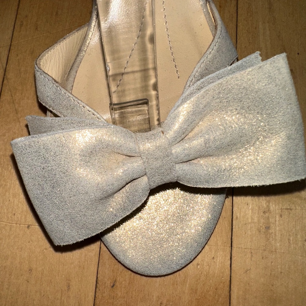 Kate spade gold shimmer suede sling back sandal, 7.5  CB2502 - Picture 5 of 9